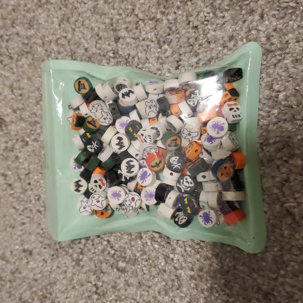 Apprx.150 Clay polymer-Halloween beads,pre drilled for stringing,soft super cute